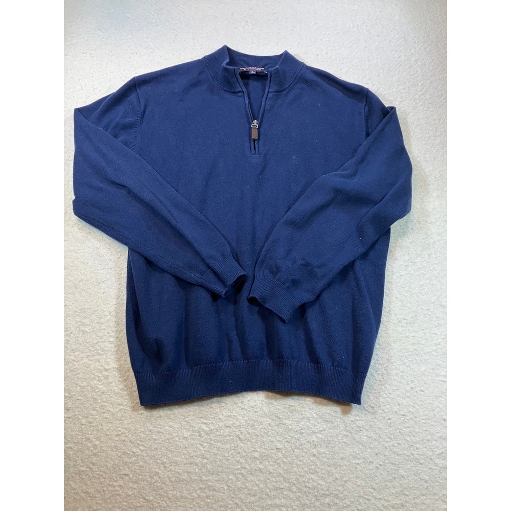 Roundtree & Yorke‎ Mens Navy Blue Quarter Zip Pullover Sweater Size Large L